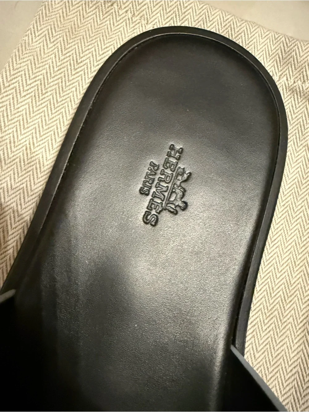 Hermes Gray & White H-Cut Slide Sandals